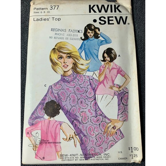 Kwik Sew Misses Top Sewing Pattern sz 6-10 377 - uncut - Picture 9 of 10